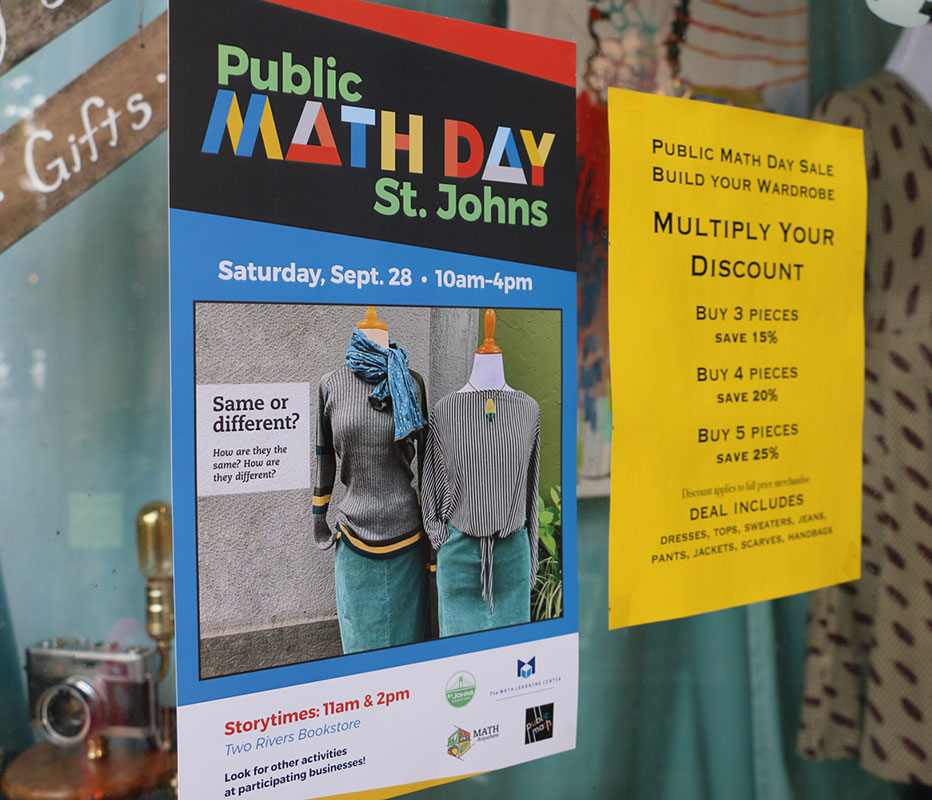 Math Anywhere signage - Public Math Day