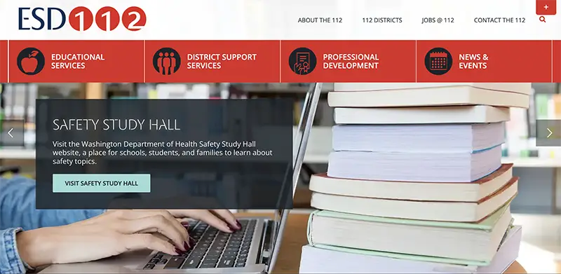 ESD 112 Website includes Safety Study Hall slide on home page