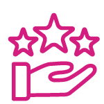 Hand holding three stars icon